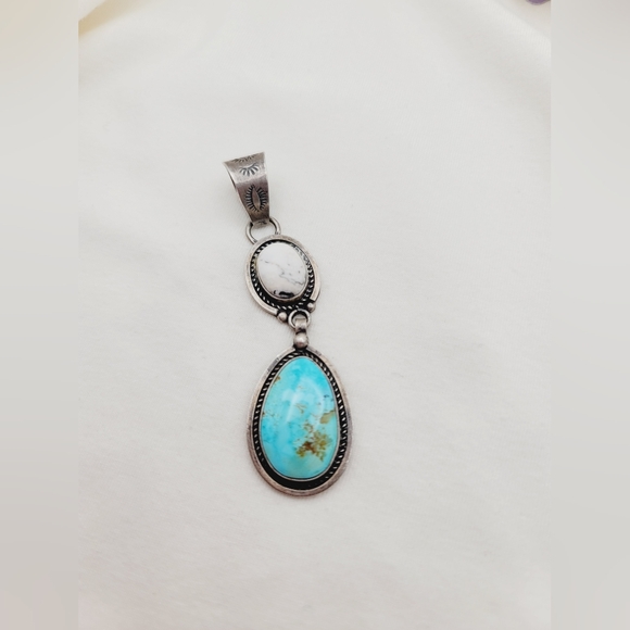 Jewelry - Handmade Turquoise And White Buffalo Pendant